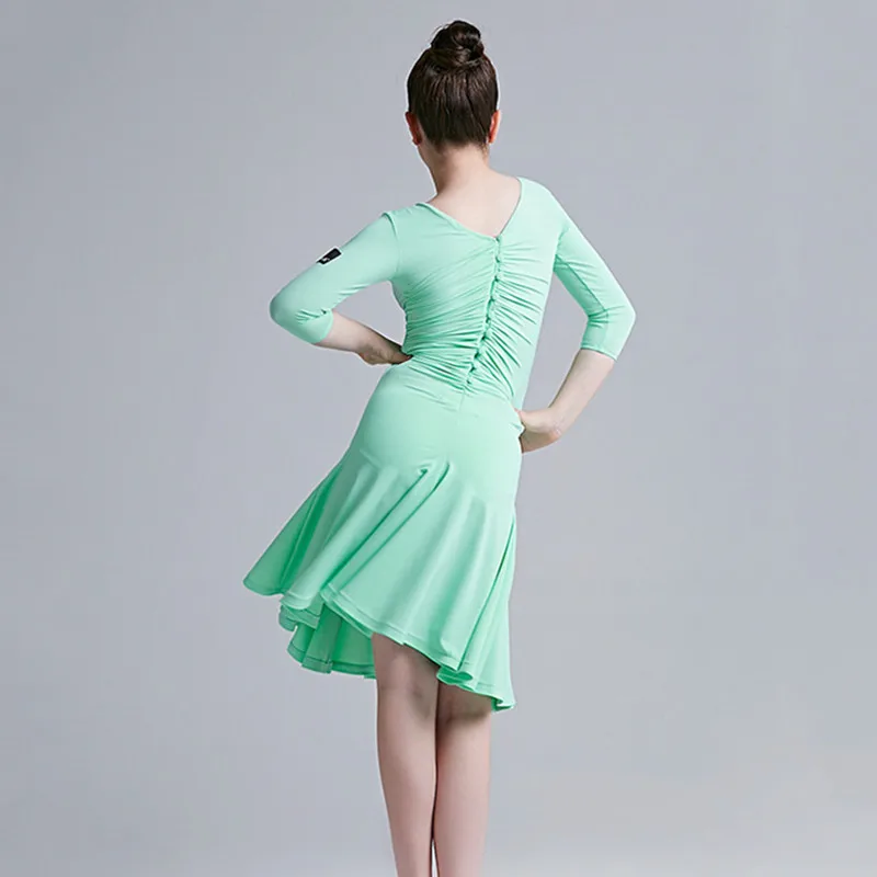 6 видов цветов голубое латинское платье для девочек танцевальный костюм детские