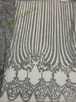 

sliver with glitter African tulle mesh lace fabric best quality S1811864 nigerian embroidery net lace fabric
