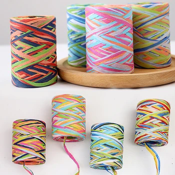 

80m/roll Woven Paper Rope Color Raffia Ribbon Decor Cords Candy Gift Packing Scrapbooking Crafts String Wedding Party Decoration