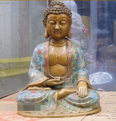 

bi003553 17"Tibetan bronze Cloisonne Shakjamuni Sakyamuni Tathagata Buddhism Beita Statue