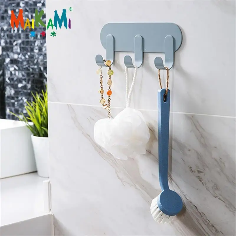 

MAIKAMI Durable Door Hook Living Room Wall Hanger Hat Durable Kitchen 3 Hooks Bearing Black White Grey Color Bearing About 6kg