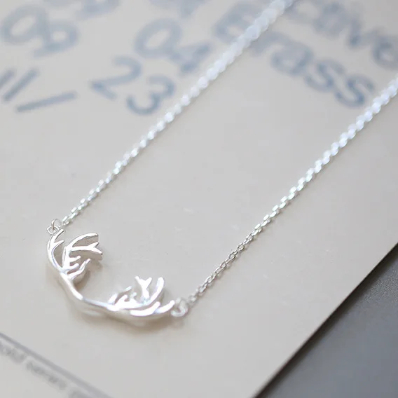 sweet elk horn necklace women 100% 925 Sterling silver nacklace Jewellery Clavicle chain pendant charms gift