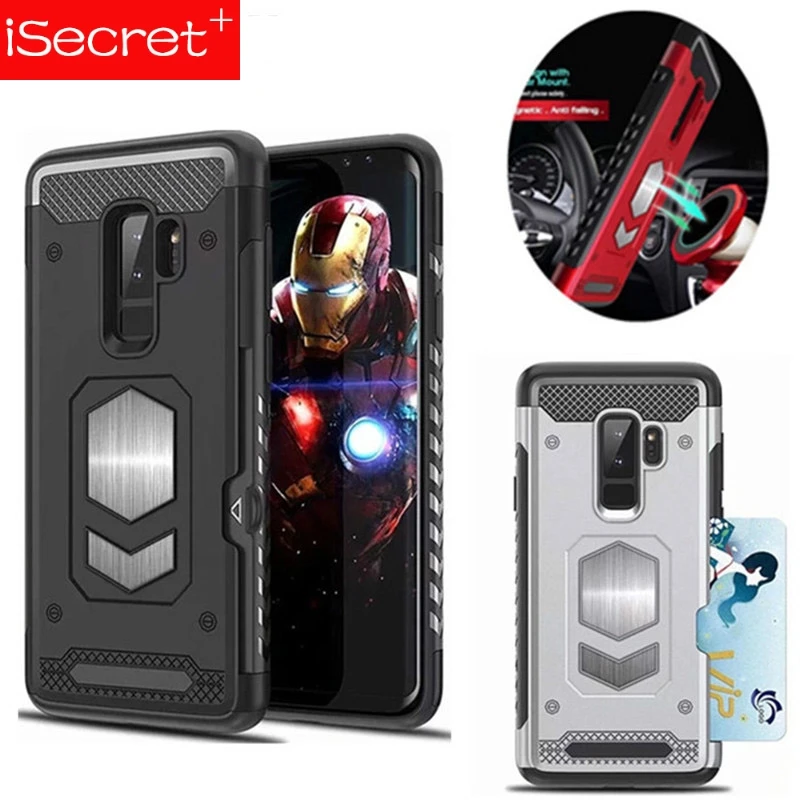 Магнитный автомобильный бронированный чехол для Samsung Galaxy S9 Plus S7 EDGE S8 NOTE 9 8 5 A7 A9 A6 A8