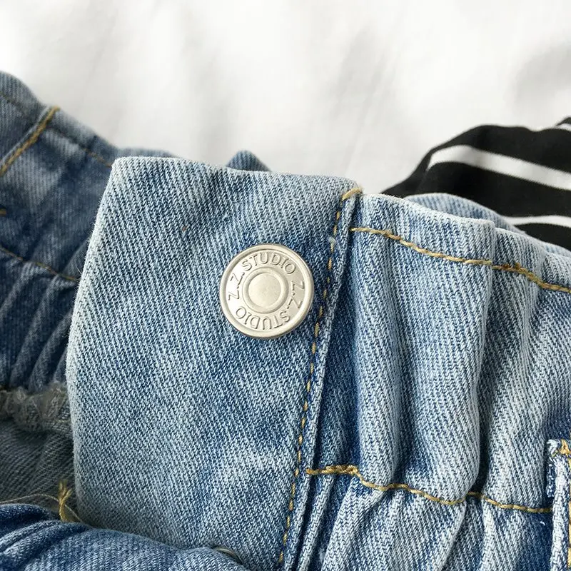 Korean Fashion Blue Jeans Woman Vintage Washed High Waist Jeans Female Casual loose Elastic Waist Pockets Denim Pants Woman Korean Fashion Blue Jeans Woman Vintage Washed High Waist Jeans Female Casual loose Elastic Waist Pockets Denim Pants Woman