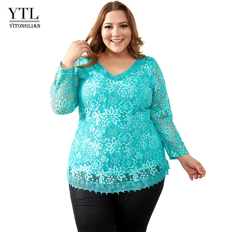 Skup Kobiet Plus Size duże stocznie topy Femme elegancki kwiatowy koronki T koszula kobiety elastyczne koszulki 6XL 7XL 8XL H009