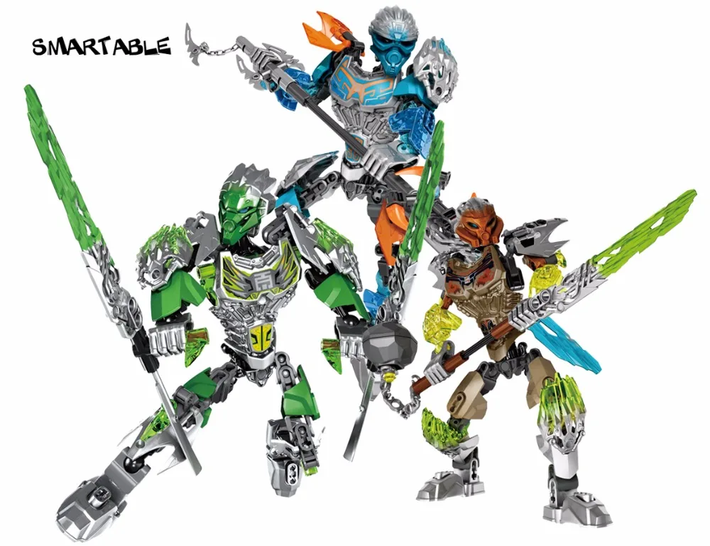 Smartable BIONICLE 3pcs Jungle Lewa Stone Pohatu Water Gali figures 610 Building Block font b toys