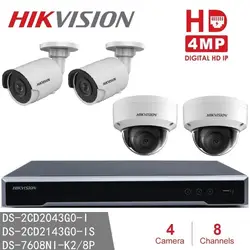 Hikvision IP камера системы CCTV NVR DS-7608NI-K2/8 P 8CH 8POE + 4MP IP камера пуля/купол для внутреннего/наружного ночного версии