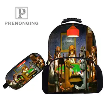 

Custom 17inch DogsPlayingPokerBackpacks Pen Bags 3D Printing School Women Men Travel Bags Boys Girls Book Computers Bag#1031-3-5