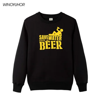 

Save Water Drink Beer Hoodies Women Winter Fashion Crew Neck Fleece Sweatshirts For Lady Funny Printed Tops Tracksuit