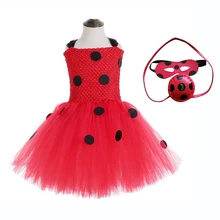 Красное праздничное платье-пачка «божья коровка» Детская одежда весеннее платье в черный горошек до колена костюм «божья коровка» на Хэллоуин с сумкой в виде маски «божья коровка» для детей 12 лет