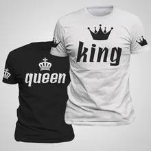 2017 Valentine Shirts Woman Cotton King Queen Funny Letter Print Couples Leisure T shirt Man Tshirt