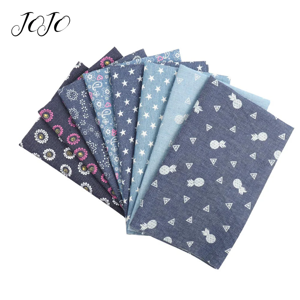 

JOJO BOWS 40*50cm Denim Fabric For Crafts Amoeba Star Printed Sheets For Home Textile Needlework Apparel Sewing Party Decoration