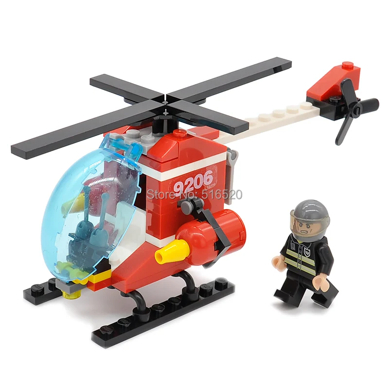 

GUDI Legoingly Airbus Airplane Building Block Bricks Red Fire Helicopter Blocks 91pcs Models Educational Gift Toys For Children