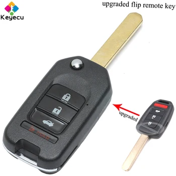 

KEYECU Upgraded Flip/ Folding Remote Control Car Key With 3 1/ 4 Buttons & 433MHz & ID47 Chip - FOB for Honda Fit Civic XRV 2015