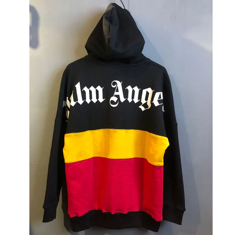 

2019 Palm Angels Hoodie Best Quality Half Zipper Men Women Sweatshirts Yellow Red Splice Palm Angels Hoodies Pullover