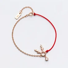 La MaxZa 925 стерлингового серебра Классический лося Кристалл Шарм Красный Веревка Браслеты красная нитка украшение на нитке браслеты для женщин