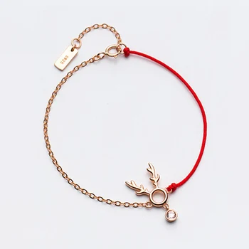 

La Monada 925 Sterling Silver Classic Elk Crystal Charm Red Rope Bracelets Red Thread Line String Jewelry Bracelets For Women