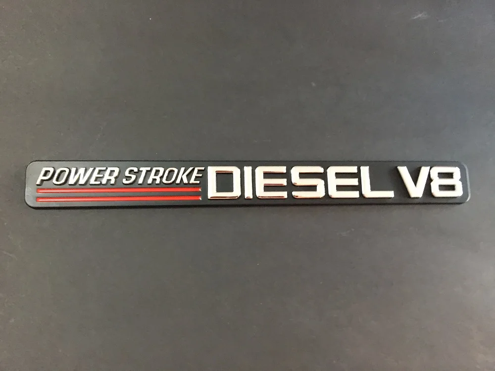 

Power Stroke Diesel V8 Door Nameplate Emblem Black red & Chrome