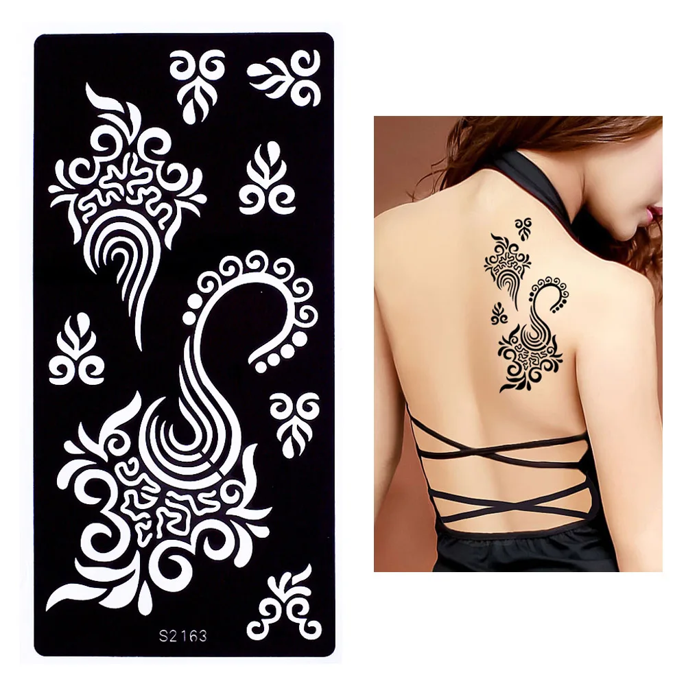5 шт. индийская хна трафарет для татуировки аэрограф картина цветок цепь Шаблон трафарет для татуировки для красоты женщин S200#25