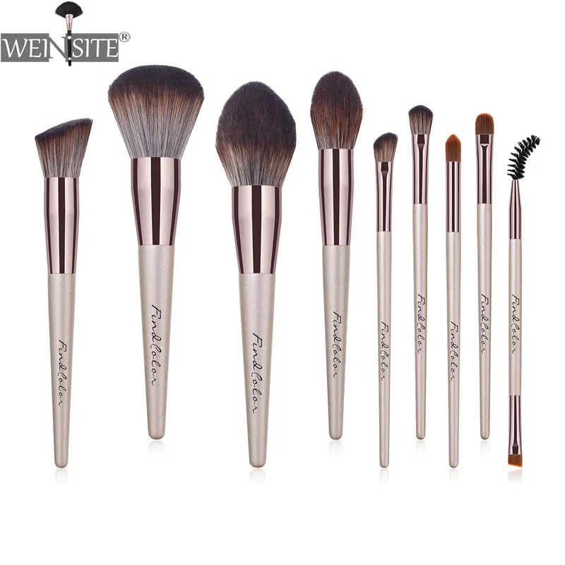 

9pcs/set Champagne Color Makeup Brush For Cosmetic Powder Foundation Eyeshadow Lip Make Up Brushes Set Beauty Tools Kits