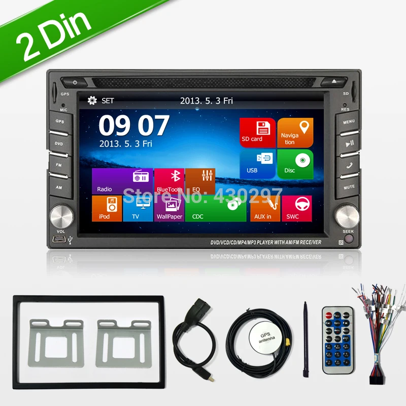 Reverse Camera 6.2" 2 Din Car GPS Navigation Stereo DVD Player Bluetooth iPod Radio FM AM