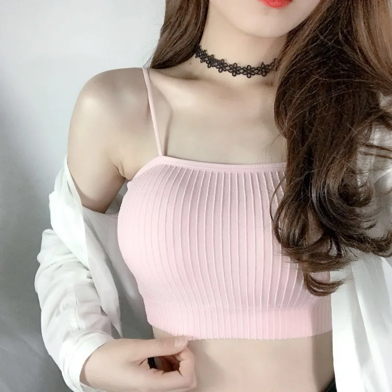 New Hot Women Short Solid Color Crop Top Slim Cropped Camisole for Summer YAA99