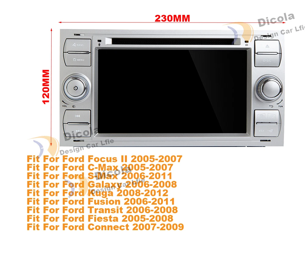Perfect 4GRAM 32G ROM Android 8.0 Car DVD Player For Ford/Focus/Mondeo/Transit/C-MAX/Fiest With GPS Navigation Radio BT 1080P+MAP 0