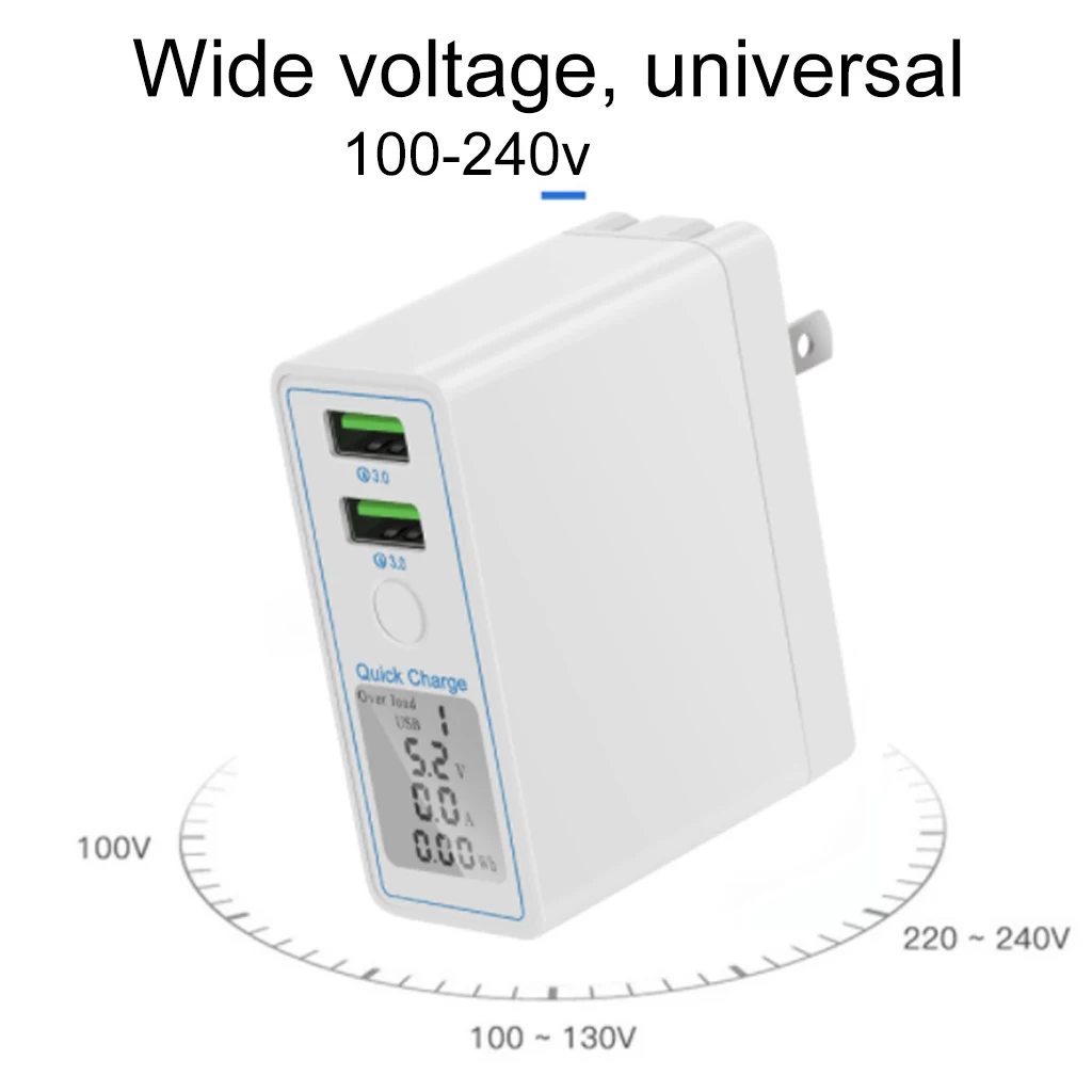 WLX-X7B 2 порта USB быстрая зарядка 3,0 адаптер ЖК-дисплей умный, безопасный мобильный зарядное устройство для телефона для путешествий для huawei samsung Iphone