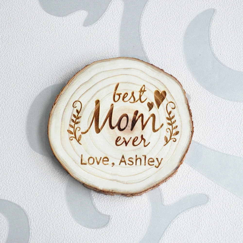 Custom Wood Engraved Coaster for Mom Mum Mother's Gift, Personalized