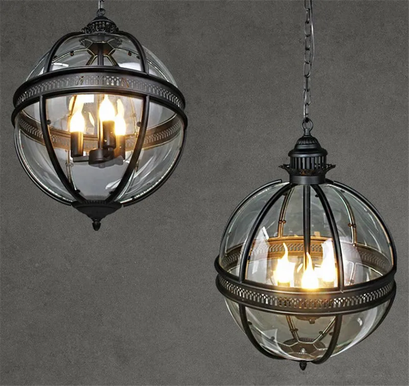 Винтажный глобус, подвесные светильники, Лофт лампа, железное стекло, абажур, круглая лампа для кухни, столовой, бара, Настольный светильник, подвесные лампы