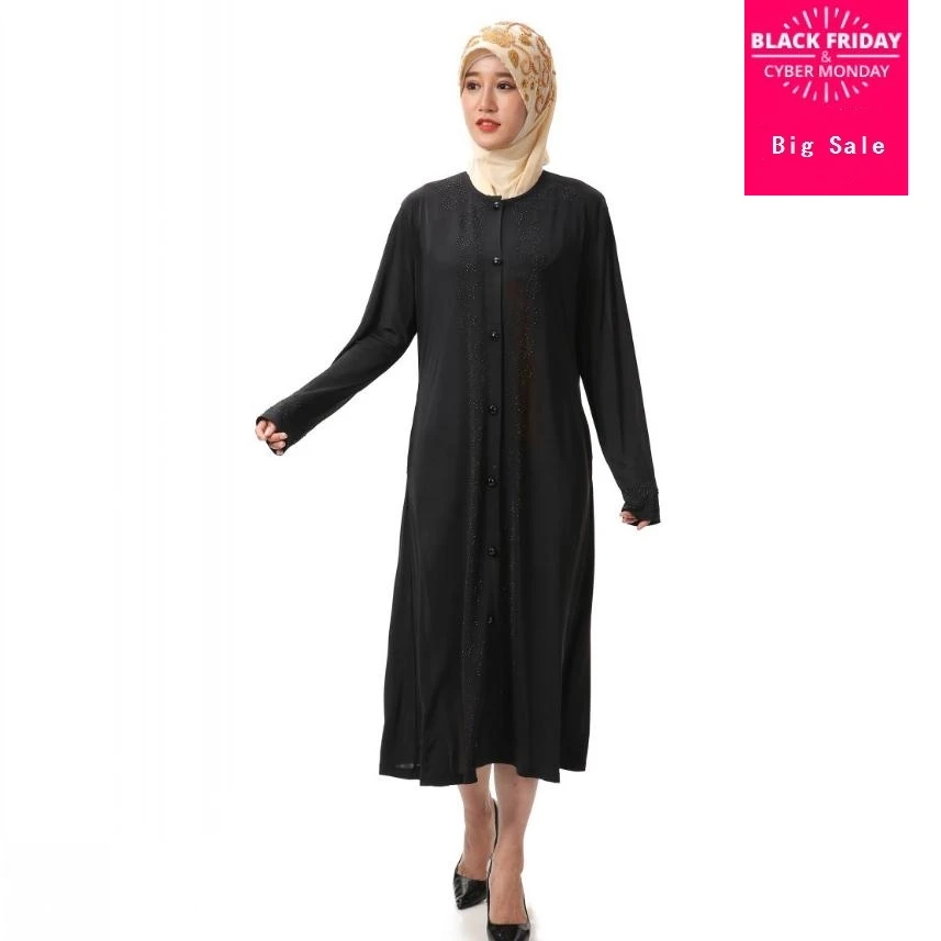 Muslim Adult Robe Dubai single breasted beading Muslim abaya Robes Arab