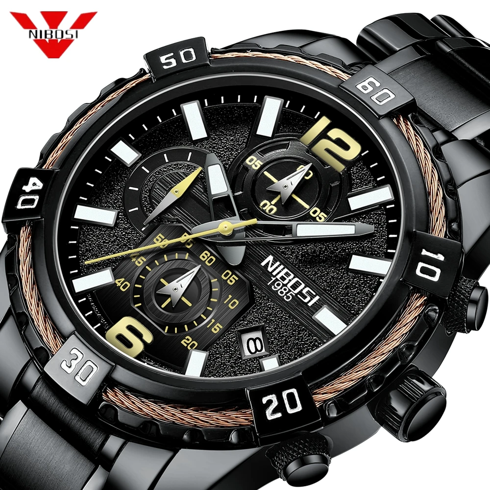 

NIBOSI Men Watch Quartz Analog Luxury Fashion Sport Wristwatch Waterproof Stainless Male Watches Clock Relogio Masculino
