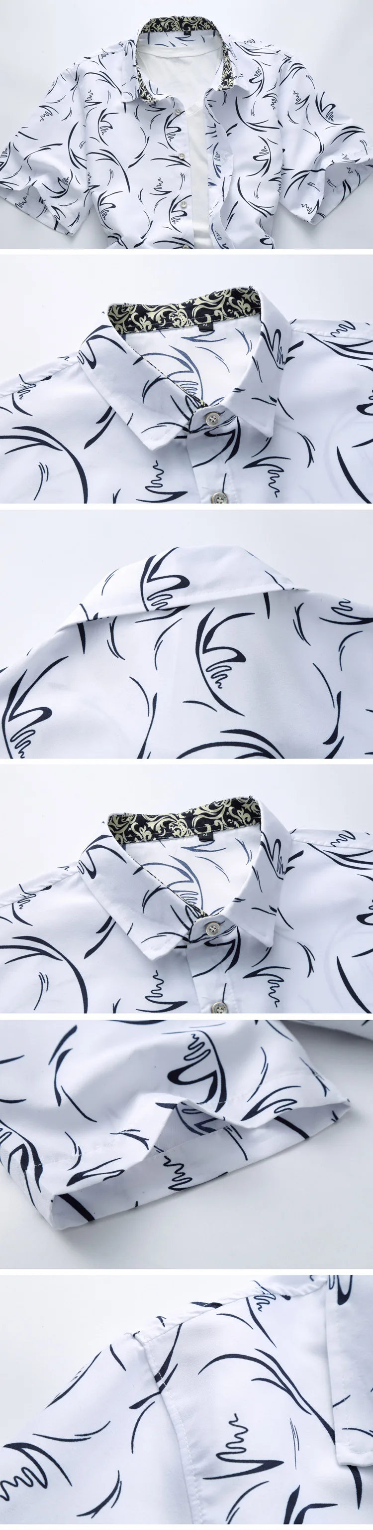 M-7XL цветок рубашки для мальчиков 2019 для мужчин короткий рукав мужской рубашка цветочный повседневное модные Camiseta masculina slim fit