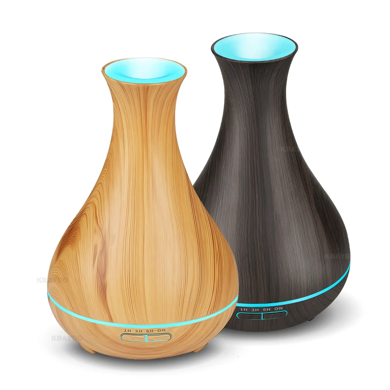 

400 ML Aroma Lamp Essential Oil Diffuser Ultrasonic Air Humidifier with Wood Grain LED Lights for Office Home Bedroom