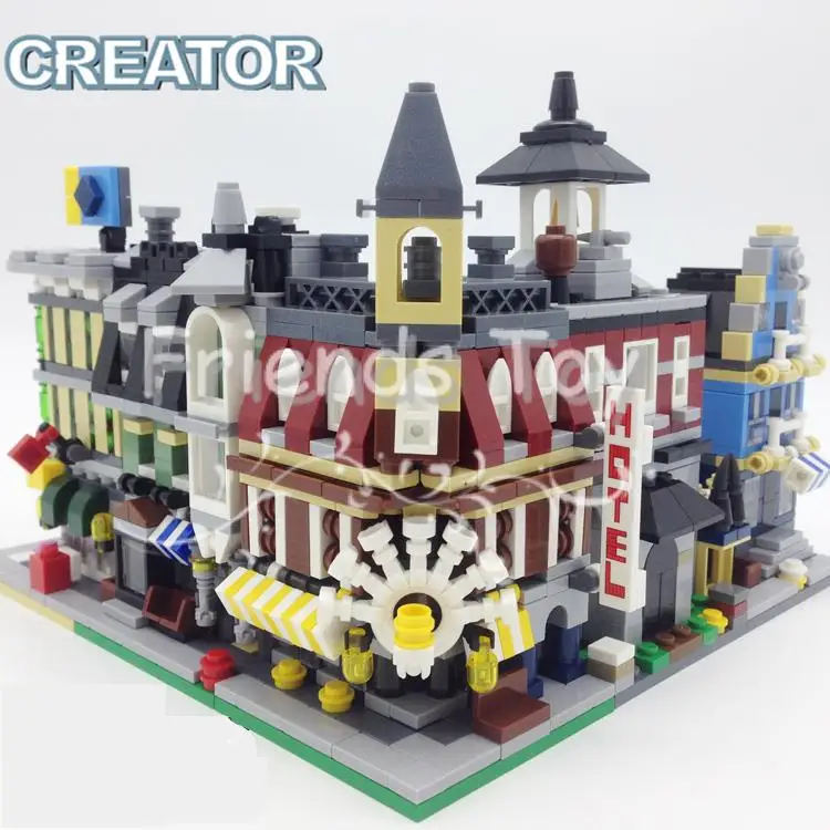 

5sets/Lot Mini Street View Fire Station Hotel Shop Mall City Set Building Bricks Blocks Toy Gift Compatible With Lego CREATOR