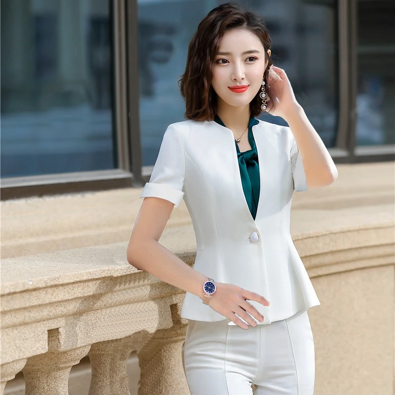 Summer Female White Women Jackets Sleeve Office Ladies Work Wear Clothes Ol Styles Blazers - AliExpress