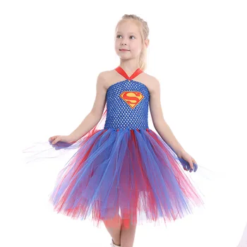 

Superhero Inspired Kids Girls Tutu Dress Halloween Christmas Superman Dress Up Costume Tulle Girl Birthday Party Dress 2-12years