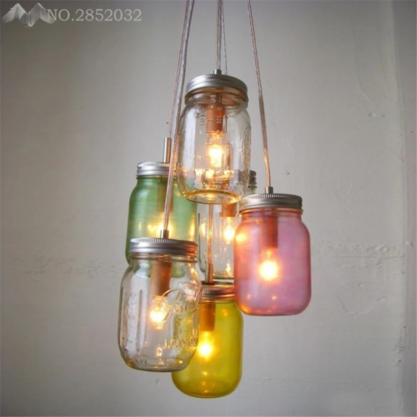 

Modern colorful candy cans pendant lamp glass bottles pendant lights for living room restaurant bedroom home lighting fixtures