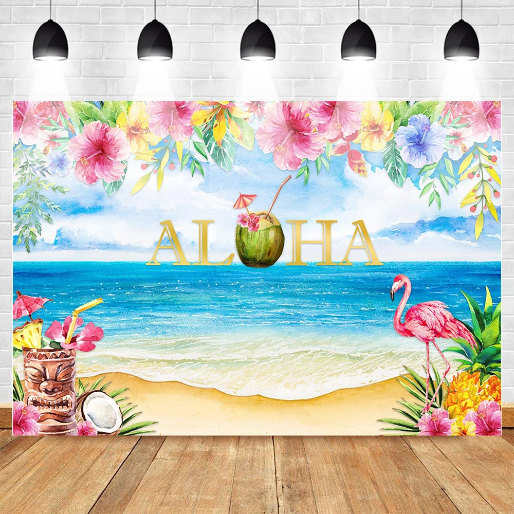 Maijoeyy 7x5ft Aloha Backdrop Luau Party Backdrop Hawaii Tropical Summer Flamingo Backdrops for Photography Luau Photo Backdrop Decorations for Party