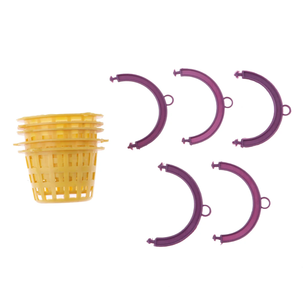 5 Pieces 1/12 Dollhouse Miniature Plastic Yellow Mesh Basket Kitchen Rooms Items Accessories Kids Playset