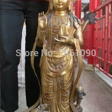 Xd 00658 Огромный Тибет Буддизм бронзовый gild Дракон Богиня милосердия гуань-Инь статуя Будды