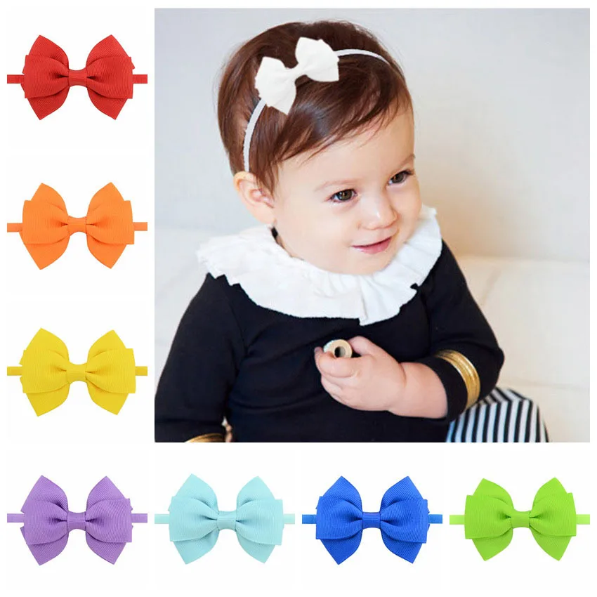 MengNa 2.8" Ribbon Hair Bows Headbands Ribbon Hair Bow Elastics Hair