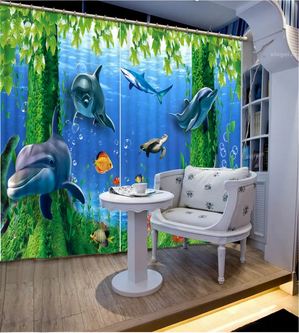 

Curtains for living room Ocean dolphin Curtain window room Home Decoration