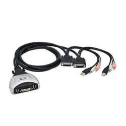 SYBA iocest 2 порта DVI + USB KVM переключатель с поддержкой аудио и микрофона (SY-KVM20075) для microsoft Windows Series