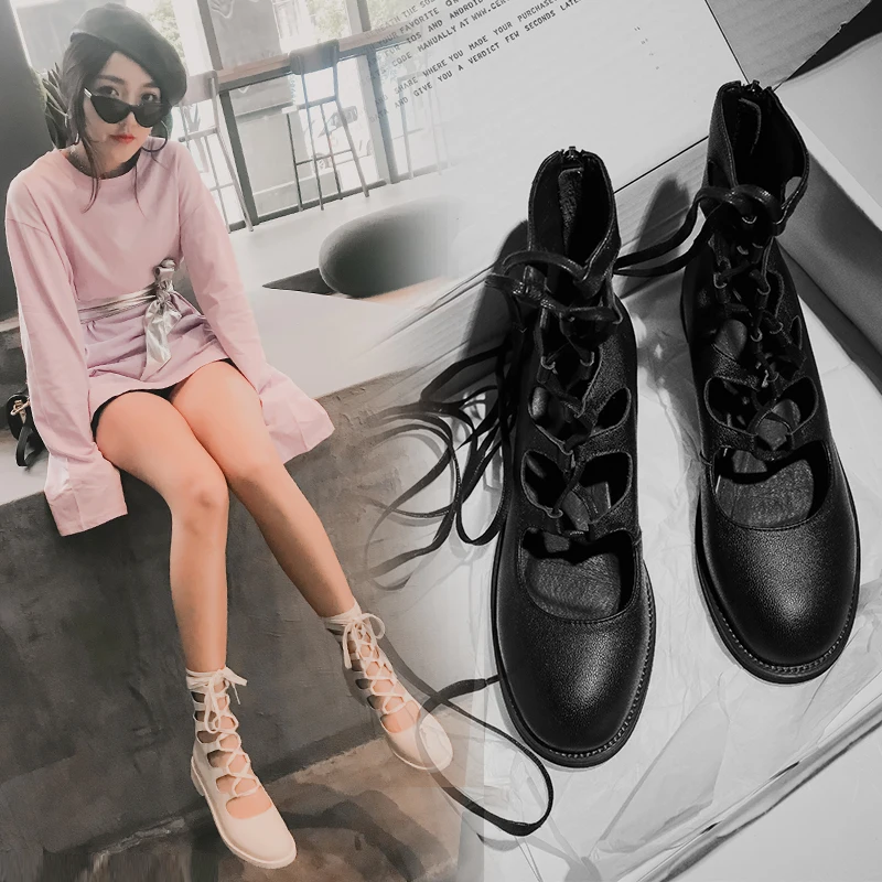 Najtaniej Vangull buty damskie 2019 modne buty kobieta prawdziwej skóry krowy skórzane buty ze skórki cielęcej Hollow rzymskie sandały one size small