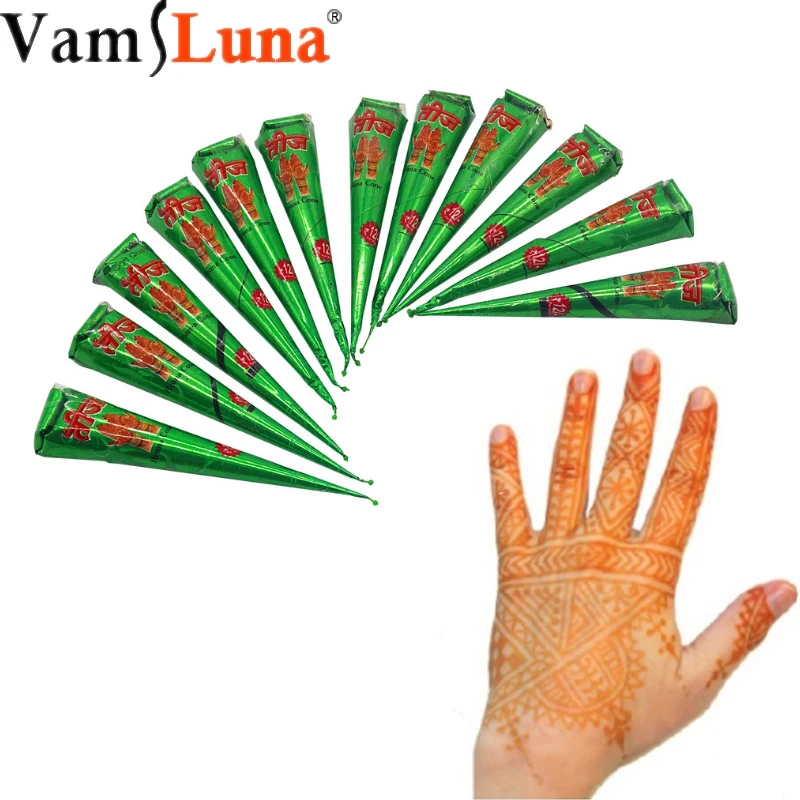 

12 PCS Brown Henna India Painting Tattoo Paste Cone, Body Art Painting Drawing