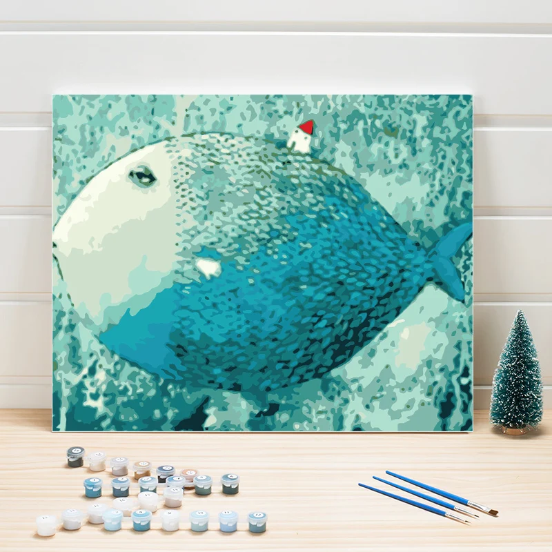

Hand Painted Canvas Oil Paintings Abstract Cartoon Animal Arts Paint By Number Package Linen Digital Module Coloring Handicrafts