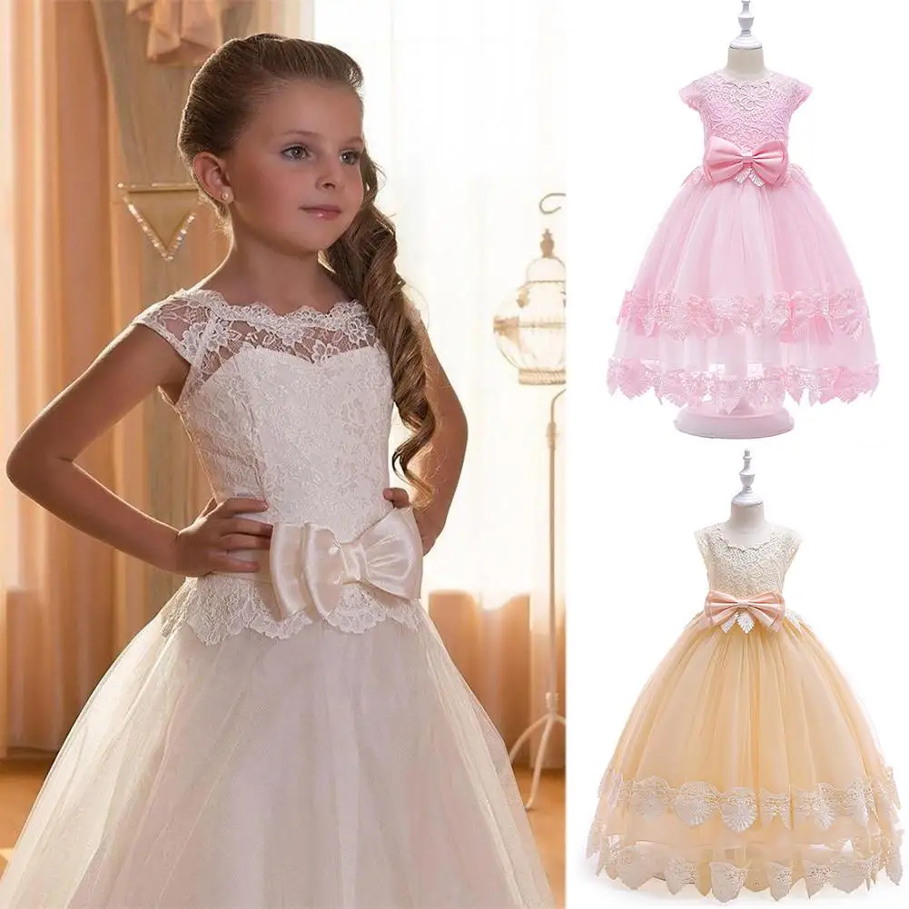 

2018 Baby Girl Clothes Girl Lace Show Costumes Catwalk Show Flower Girl Dress Princess Gown Wedding Birthday Dress Party Dress