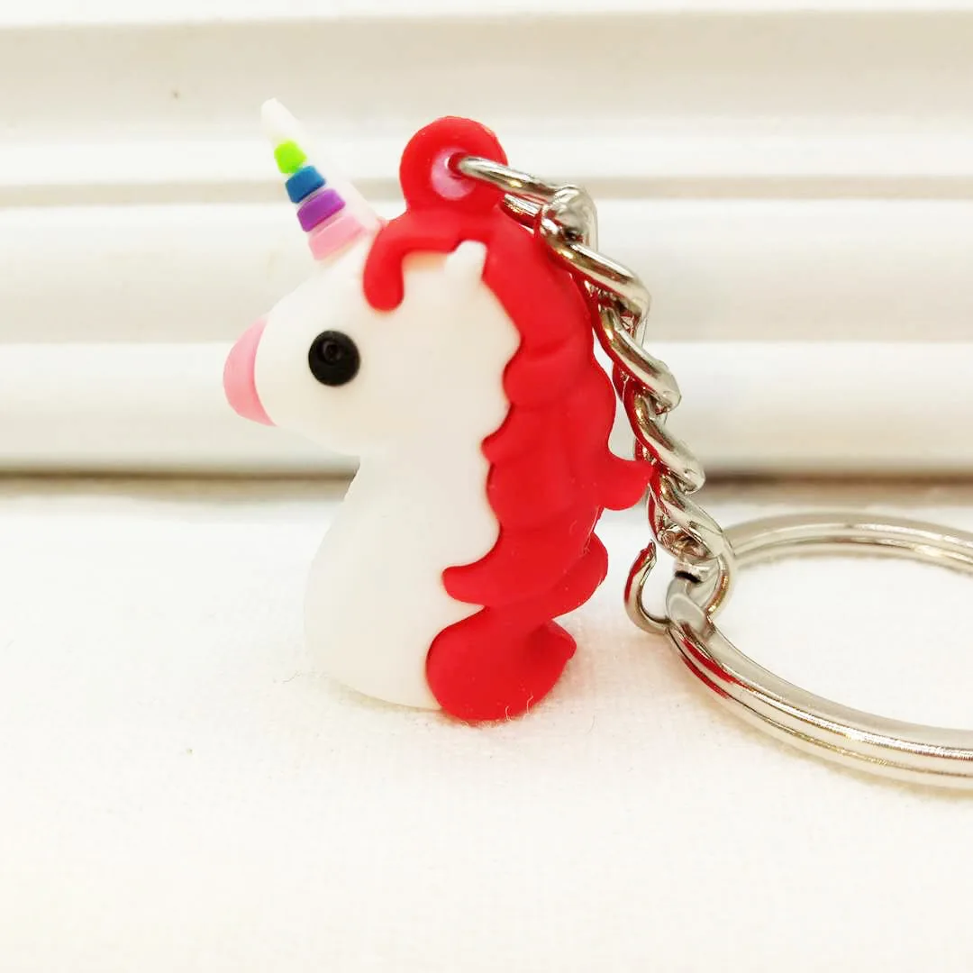 

Cartoon Soft PVC Unicorn Keychain Rubber 3D Anime Cute Animal Horse Key Chain Key Ring Kids Toy Pendant Key Holder Trinket Gift