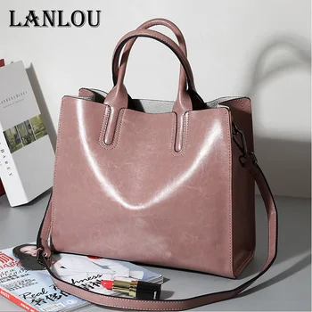 

LAN LOU New Shoulder bag Leather Ladies Vintage HandBags Luxury Women bag Designer Brand Bags for women 2019 crossby bags